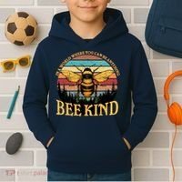 In A World Where You Can Be Anything Bee Kind Kids Hoodie thumb 2