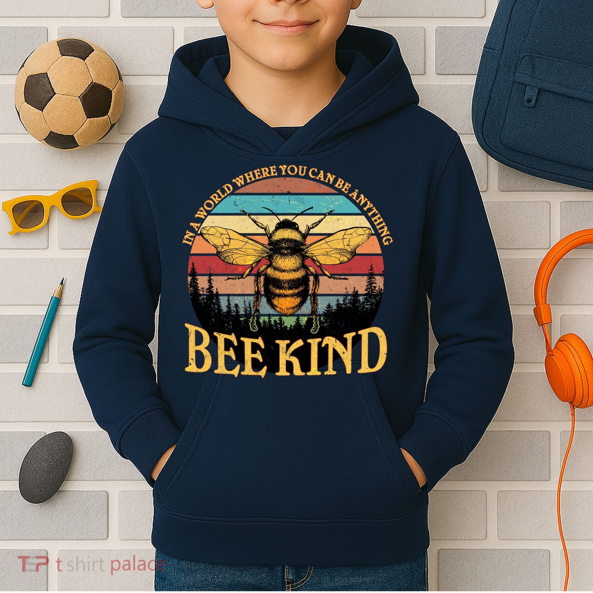 In A World Where You Can Be Anything Bee Kind Kids Hoodie