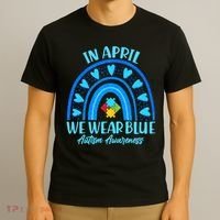 In April We Wear Blue Autism Awareness T-Shirt thumb 3