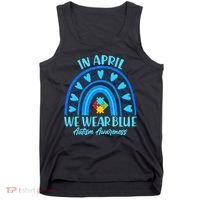 In April We Wear Blue Autism Awareness Tank Top thumb 0