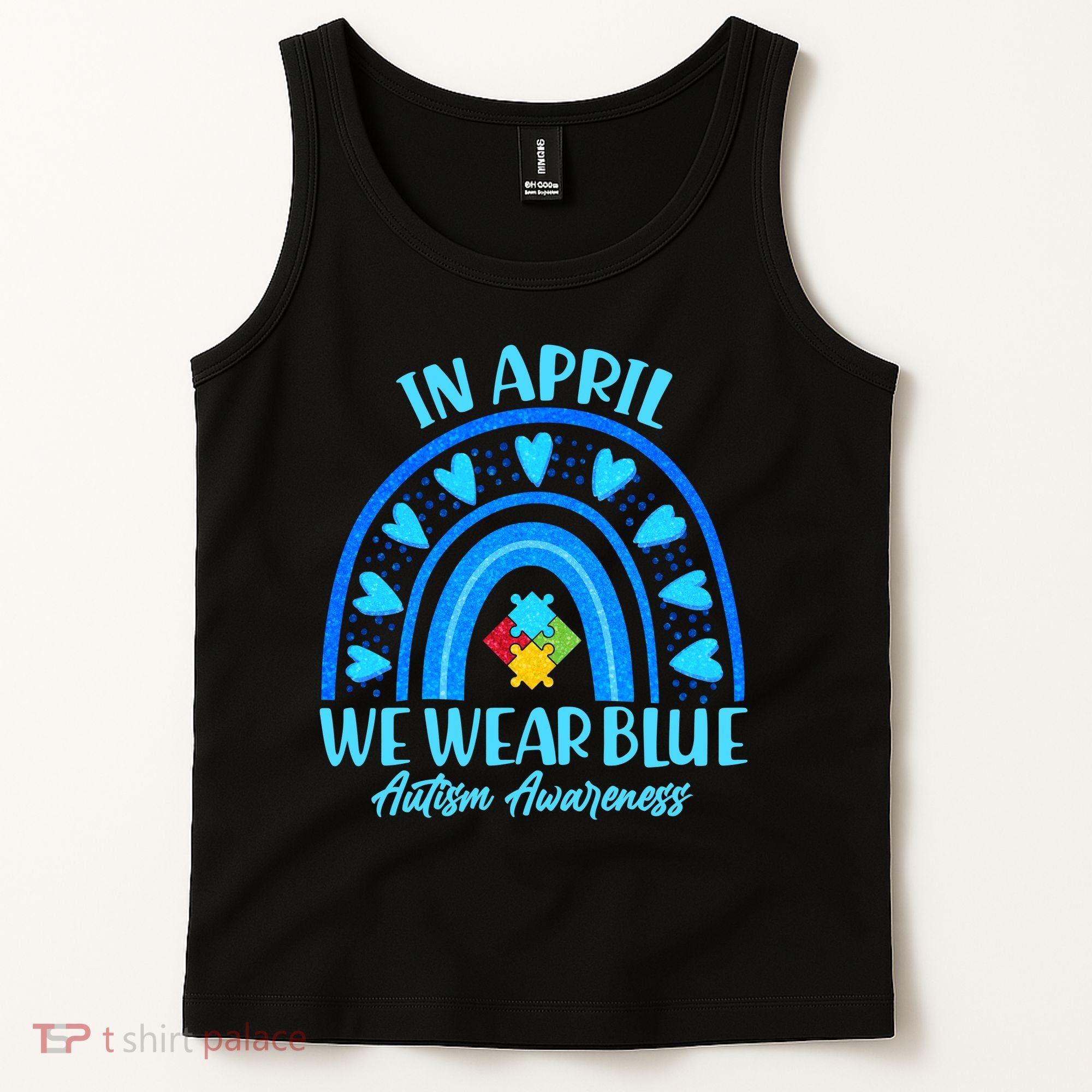 In April We Wear Blue Autism Awareness Tank Top