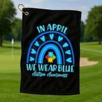 In April We Wear Blue Autism Awareness Golf Towel thumb 1