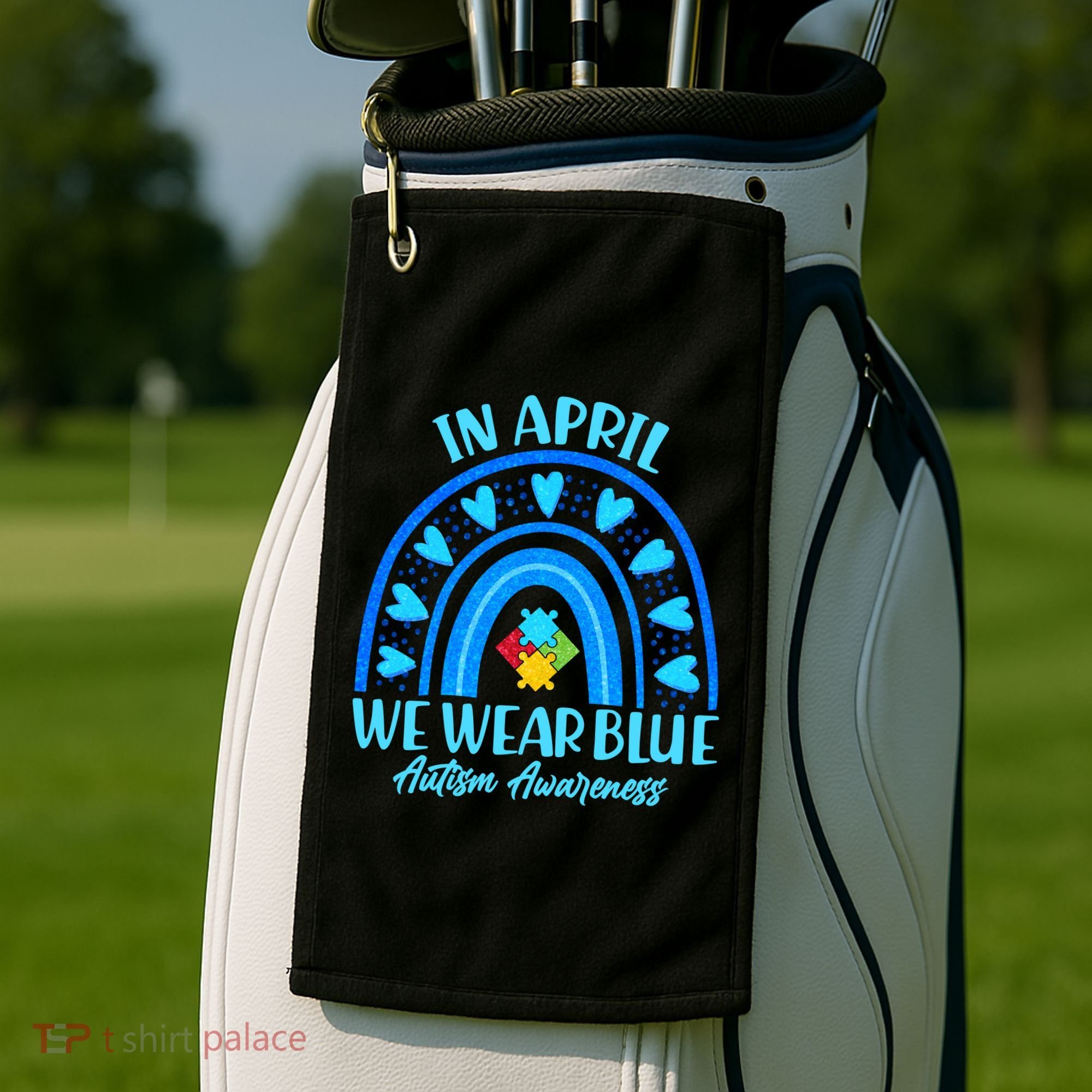 In April We Wear Blue Autism Awareness Golf Towel