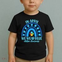 In April We Wear Blue Autism Awareness Toddler T-Shirt thumb 2