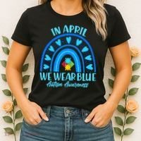 In April We Wear Blue Autism Awareness Women's T-Shirt thumb 2