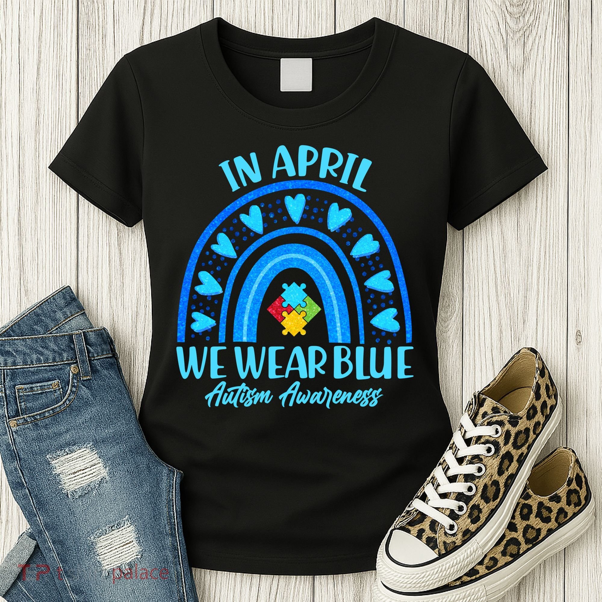 In April We Wear Blue Autism Awareness Women's T-Shirt