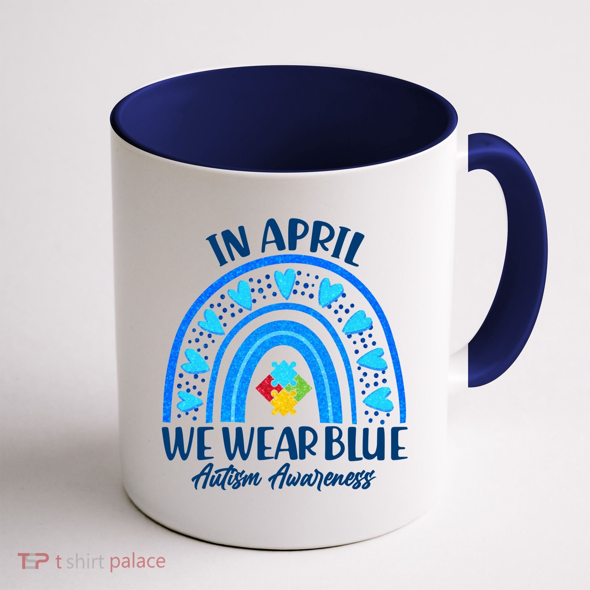 In April We Wear Blue Autism Awareness Coffee Mug