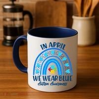 In April We Wear Blue Autism Awareness Coffee Mug thumb 4