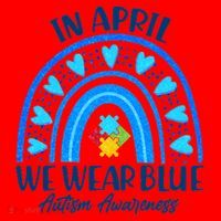 In April We Wear Blue Autism Awareness Santa Hat thumb 1