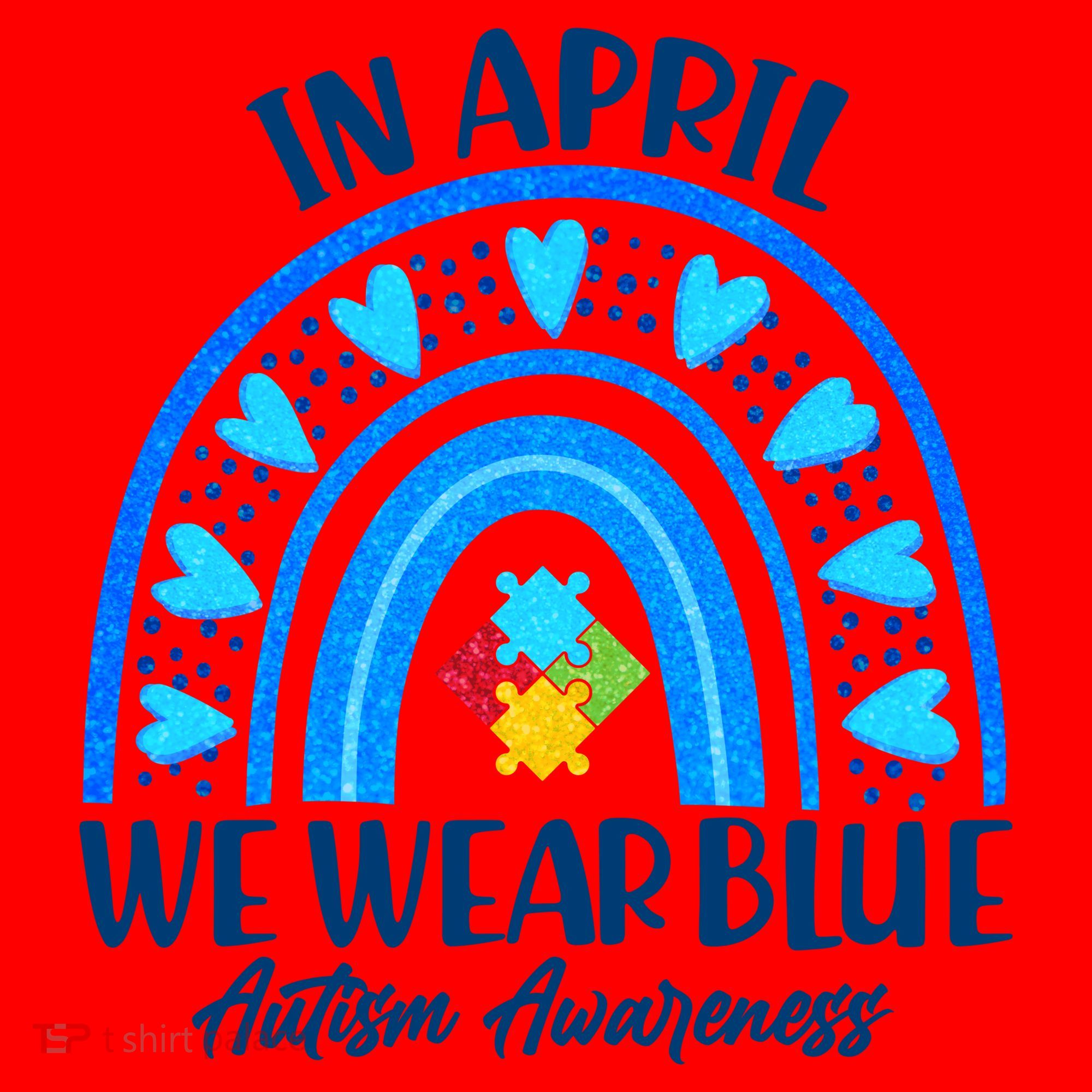 In April We Wear Blue Autism Awareness Santa Hat