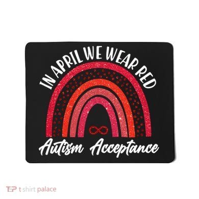 In April We Wear Red Autism Acceptance Red Rainbow Mousepad