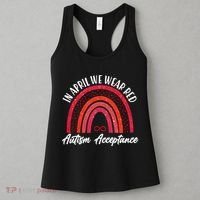 In April We Wear Red Autism Acceptance Red Rainbow Women's Tank Top thumb 3