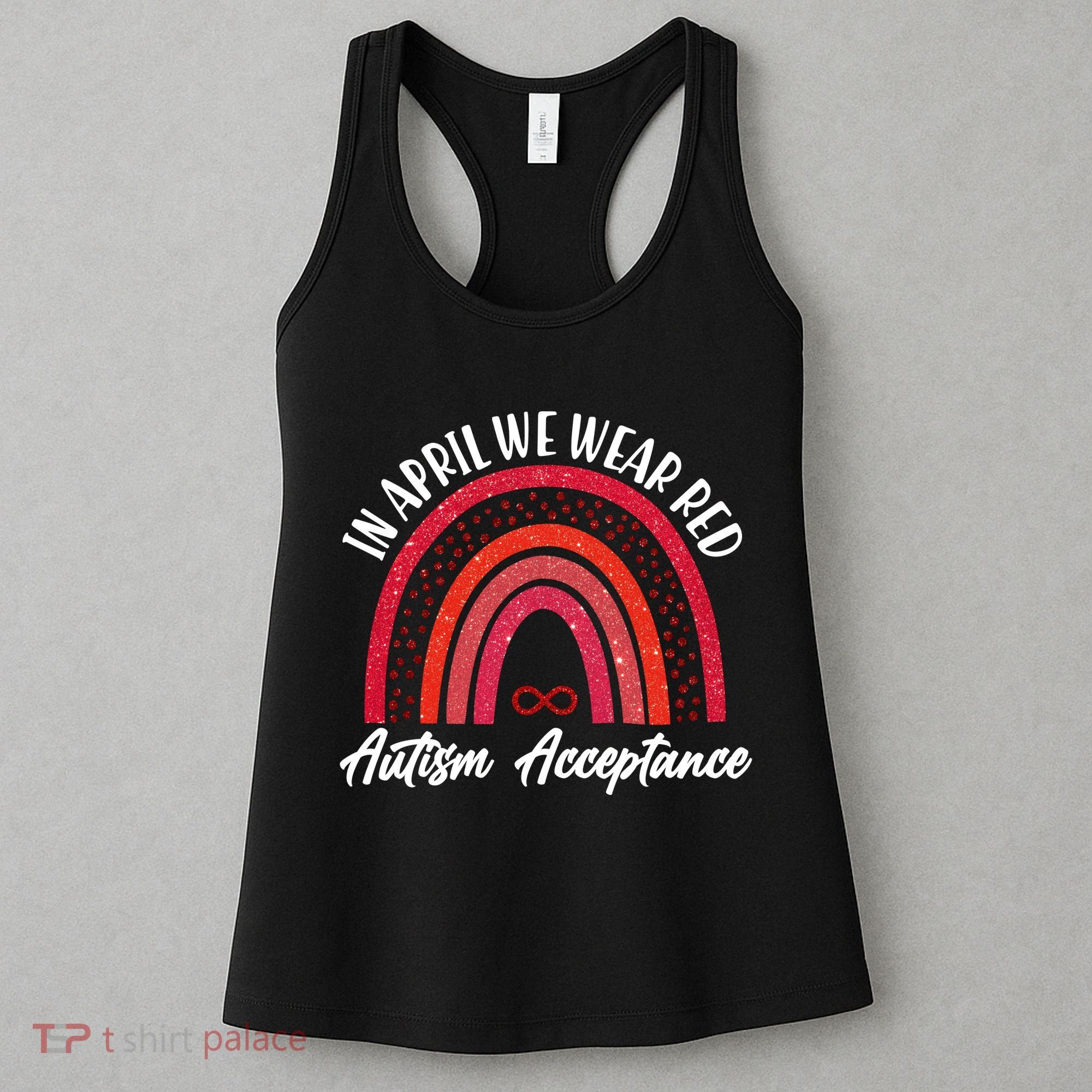 In April We Wear Red Autism Acceptance Red Rainbow Women's Tank Top