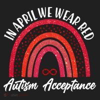 In April We Wear Red Autism Acceptance Red Rainbow Hat thumb 2