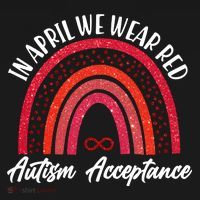In April We Wear Red Autism Acceptance Red Rainbow Toddler Hoodie thumb 2
