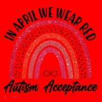 In April We Wear Red Autism Acceptance Red Rainbow Santa Hat thumb 1