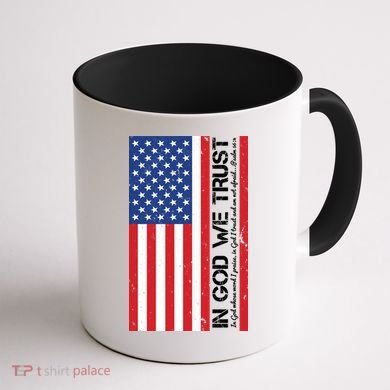 In God We Trust Psalm 56:4 US Flag Coffee Mug back