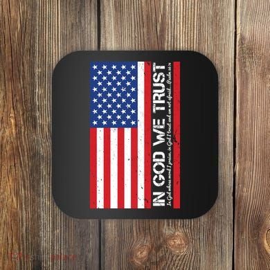 In God We Trust Psalm 56:4 US Flag Coaster