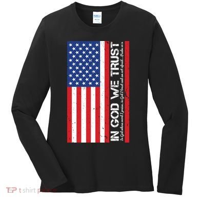 In God We Trust Psalm 56:4 US Flag Women's Long Sleeve Shirt