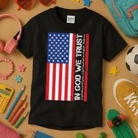 In God We Trust Psalm 56:4 US Flag Kids T-Shirt thumb 3