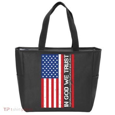 In God We Trust Psalm 56:4 US Flag Tote Bag