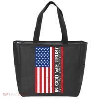 In God We Trust Psalm 56:4 US Flag Tote Bag thumb 0
