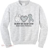 In May We Wear Gray Brain Cancer Awareness Kids Sweatshirt thumb 0