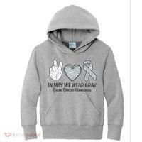 In May We Wear Gray Brain Cancer Awareness Kids Hoodie thumb 0