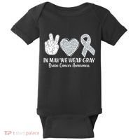 In May We Wear Gray Brain Cancer Awareness Baby Bodysuit thumb 0