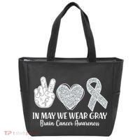 In May We Wear Gray Brain Cancer Awareness Tote Bag thumb 0