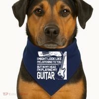 In My Head I'm Playing My Guitar USA-Made Doggie Bandana thumb 1