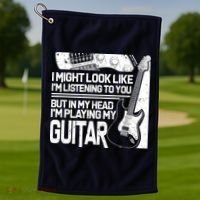 In My Head I'm Playing My Guitar Golf Towel thumb 1