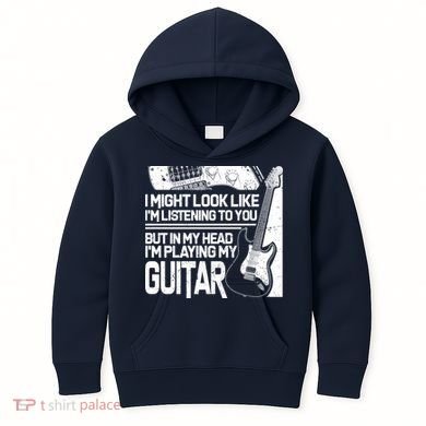In My Head I'm Playing My Guitar Kids Hoodie