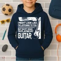In My Head I'm Playing My Guitar Kids Hoodie thumb 2