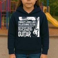 In My Head I'm Playing My Guitar Kids Hoodie thumb 3
