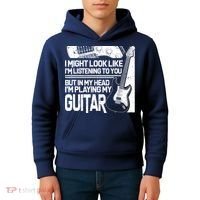 In My Head I'm Playing My Guitar Kids Hoodie thumb 4