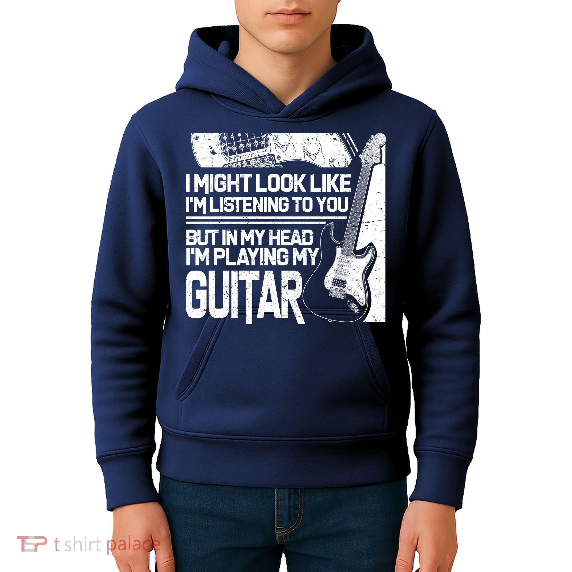 In My Head I'm Playing My Guitar Kids Hoodie