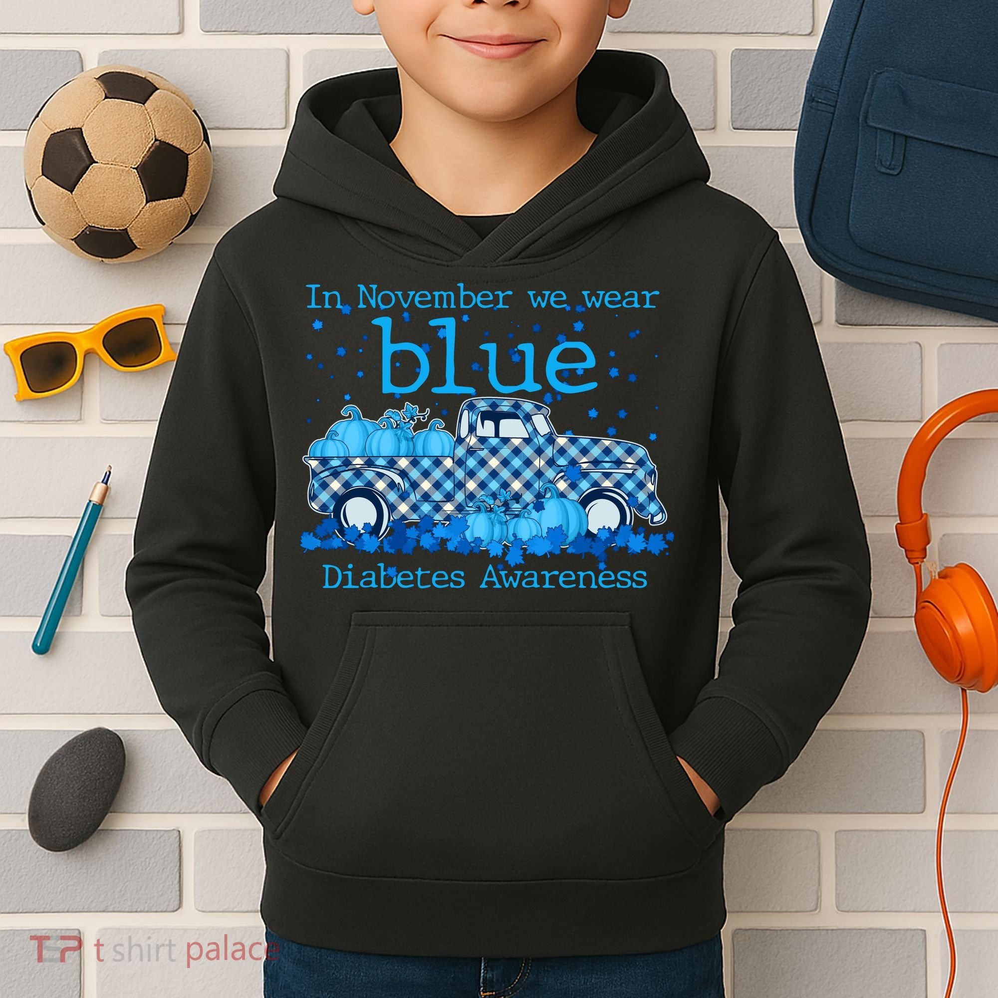 In November We Wear Blue Diabetes Awareness Kids Hoodie