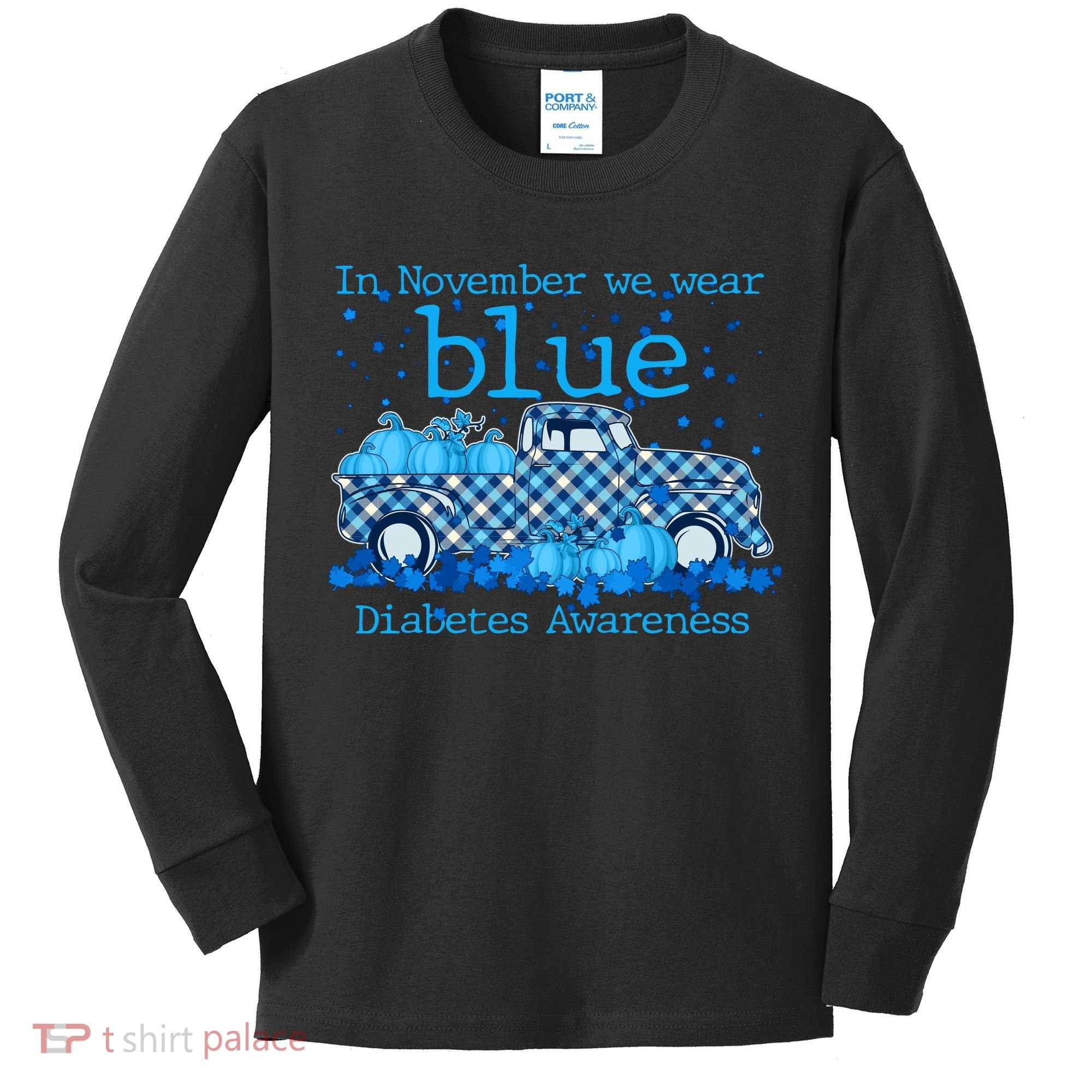 In November We Wear Blue Diabetes Awareness Kids Long Sleeve Shirt