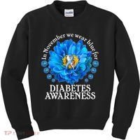 In November We Wear Blue For Diabetes Awareness Kids Sweatshirt thumb 0