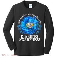 In November We Wear Blue For Diabetes Awareness Kids Long Sleeve Shirt thumb 0