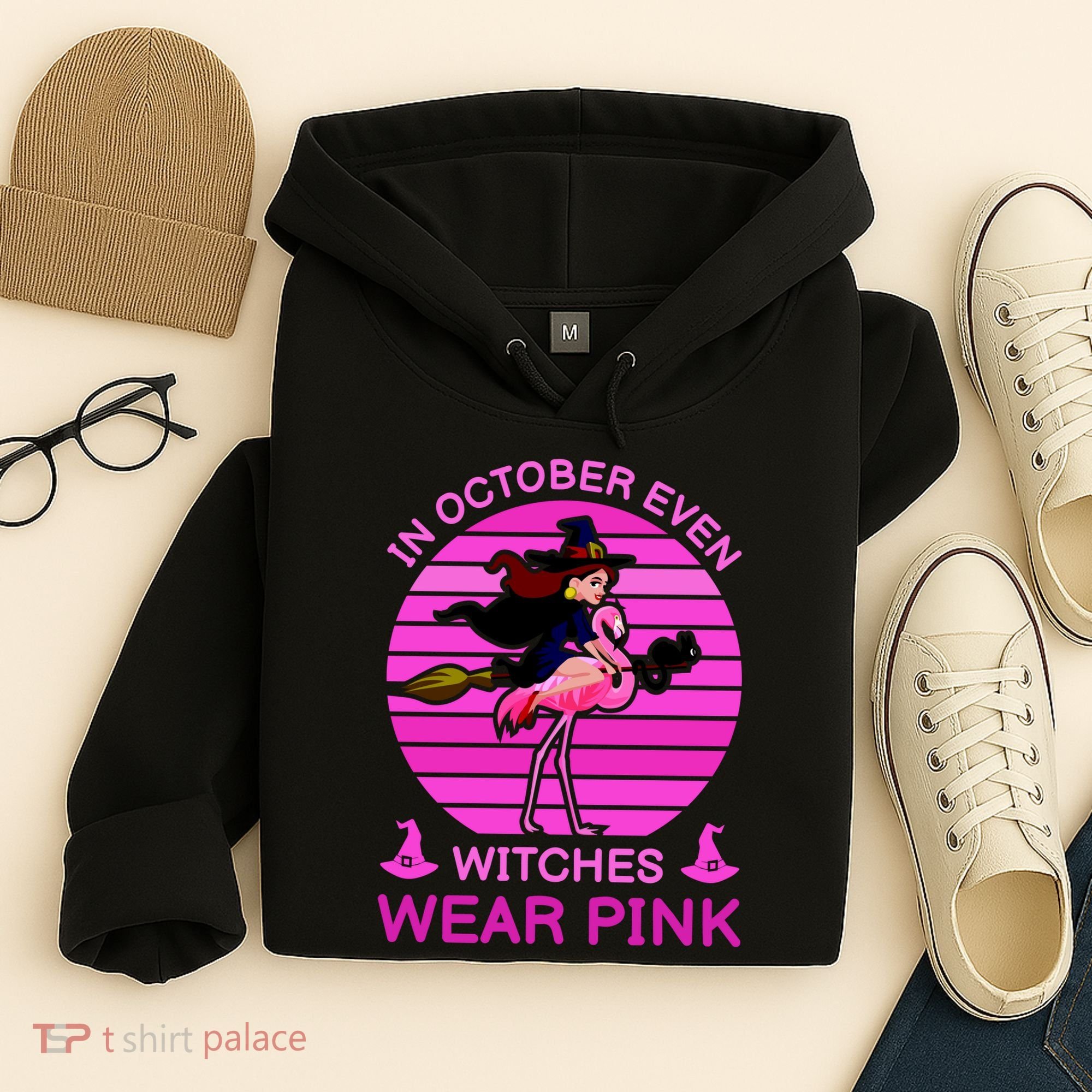 In October Even Witches Wear Pink Hoodie
