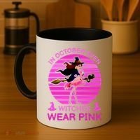 In October Even Witches Wear Pink Coffee Mug thumb 4