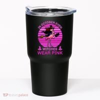 In October Even Witches Wear Pink Tumbler thumb 0