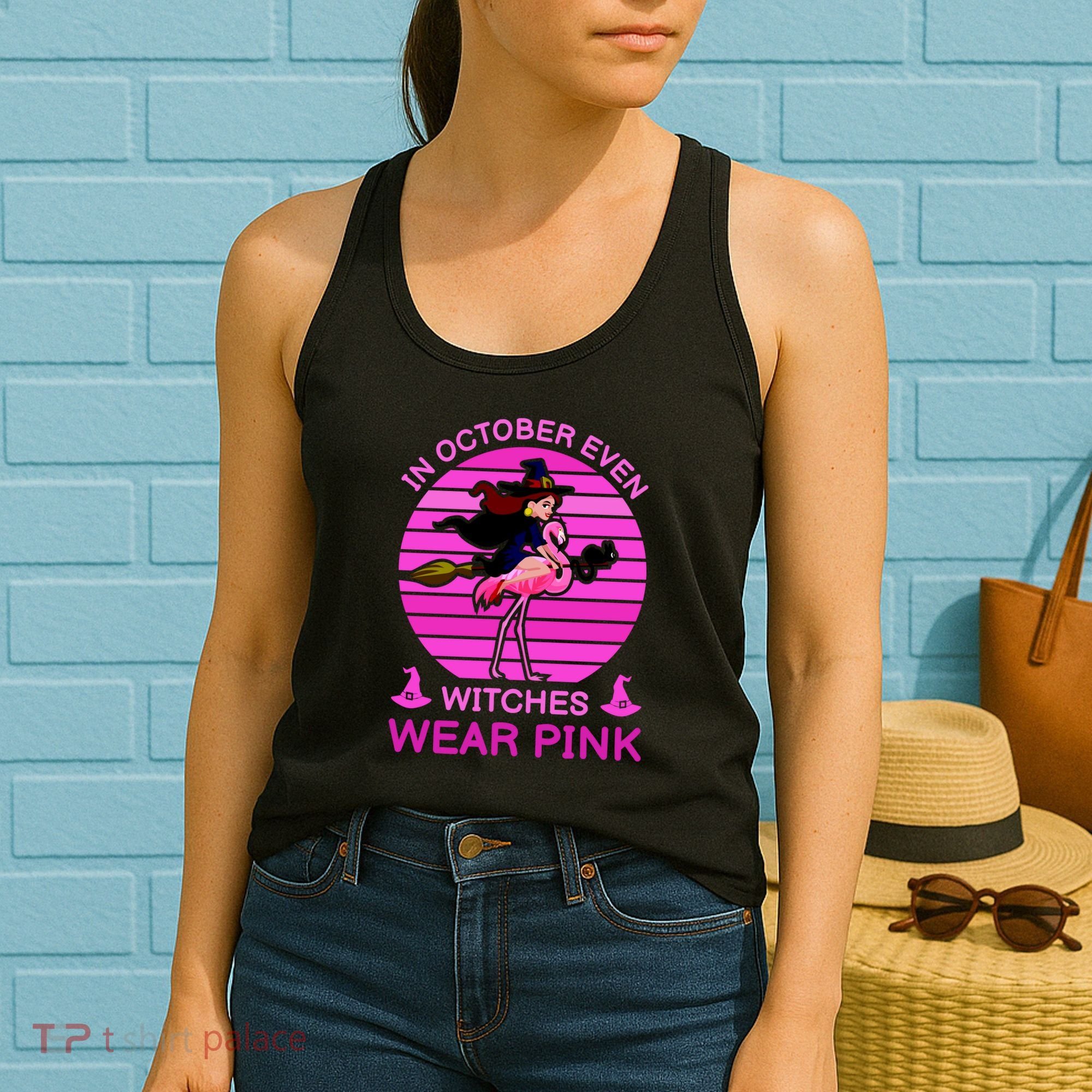 In October Even Witches Wear Pink Women's Tank Top