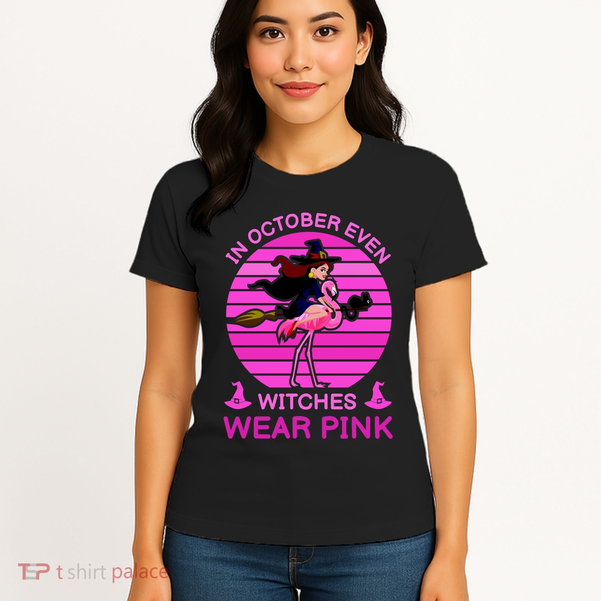 In October Even Witches Wear Pink Women's T-Shirt