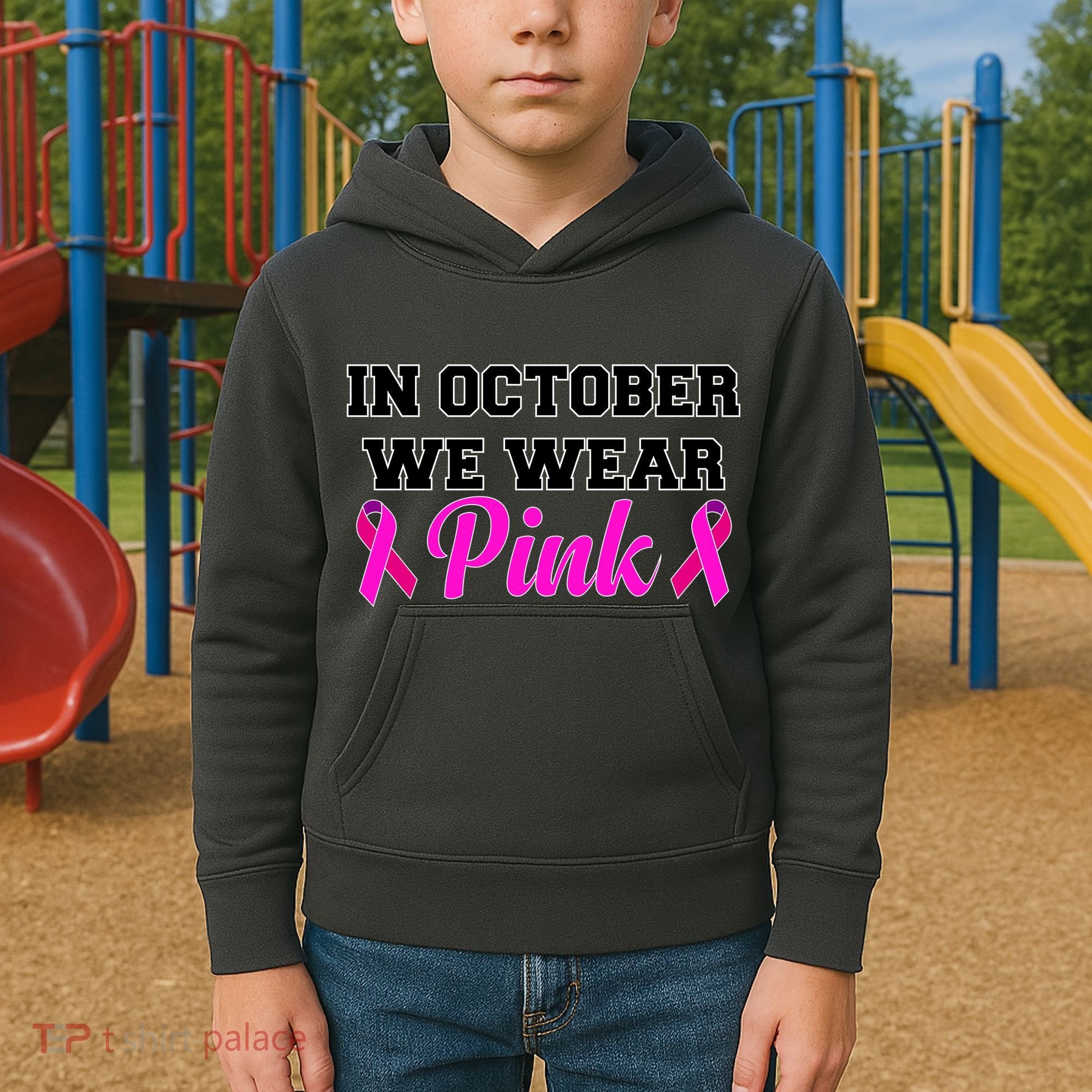 In October We Wear Pink Kids Hoodie