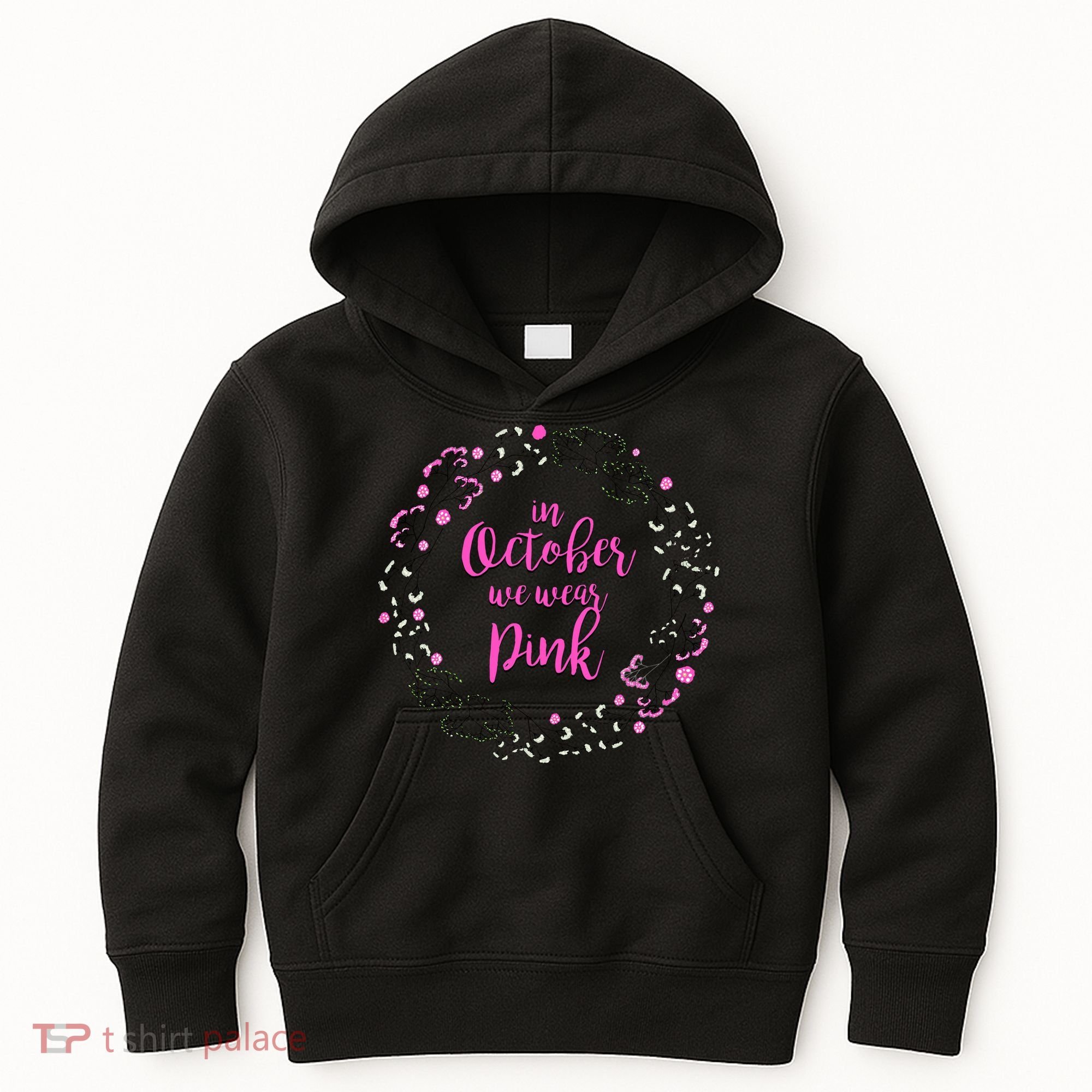 In October We Wear Pink Breast Cancer Kids Hoodie