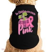 In October We Wear Pink Breast Cancer Autumn Pumpkin Doggie Tank thumb 0