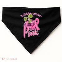 In October We Wear Pink Breast Cancer Autumn Pumpkin USA-Made Doggie Bandana thumb 0